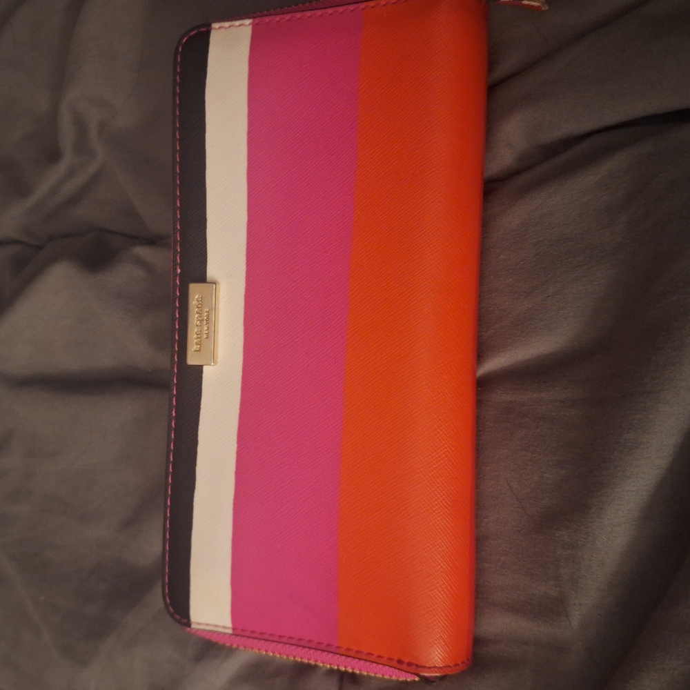 Kate Spade Orange and Pink Color-Blocked Wallet